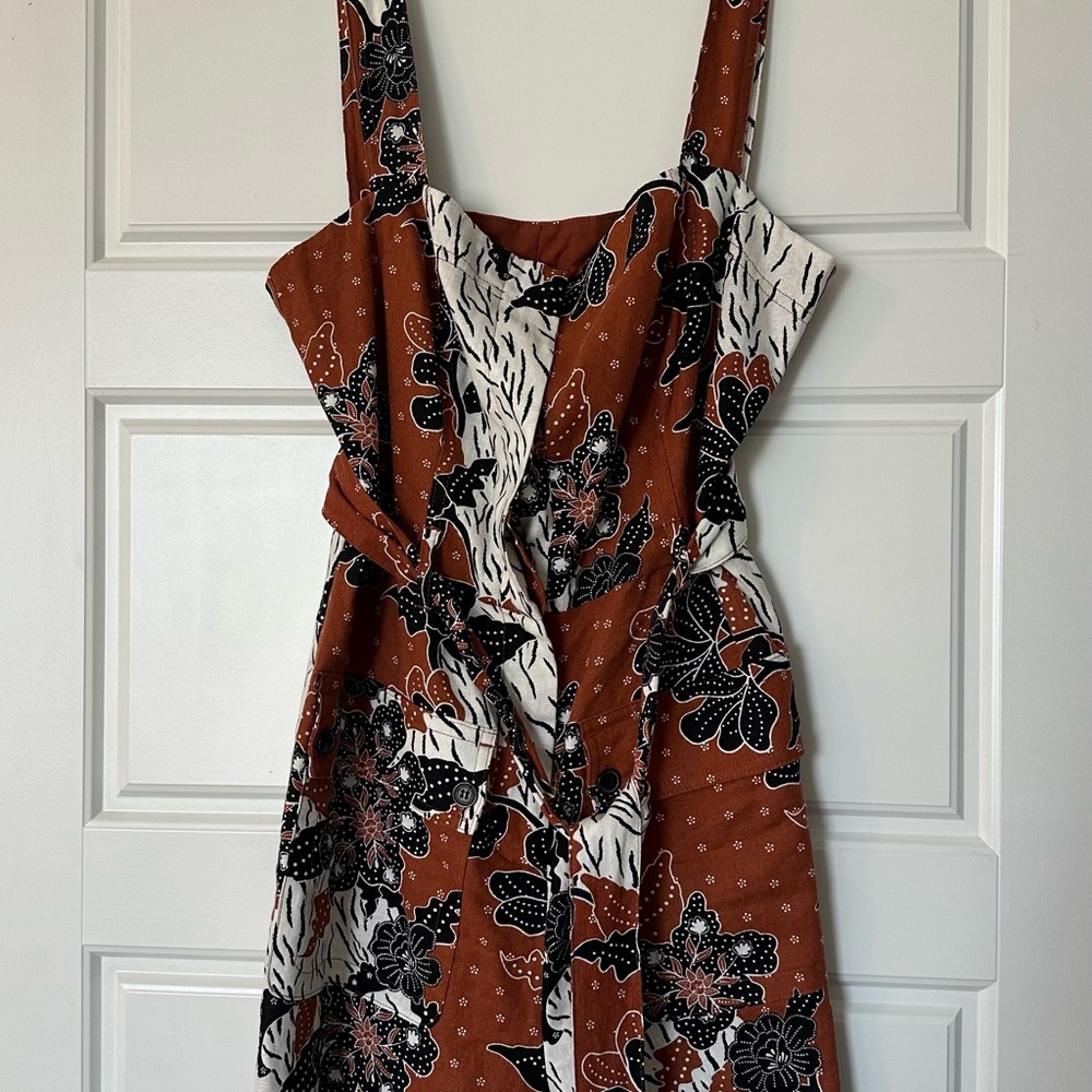 Floral Sleeveless Romper - Brown and Black